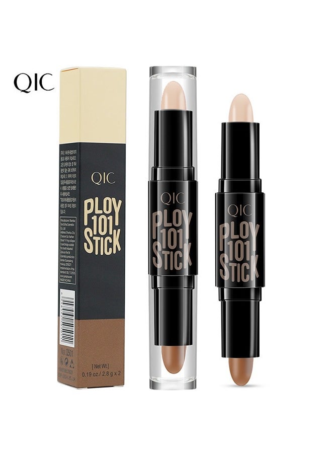 QIC Dual-End Highlighter Makeup Stick Contour Stick, Cream Contour Bronzer Sticks, Waterproof Face Concealer Pen for Body Face Brighten Facial Shade, Create 3D Makeup  - Image 3