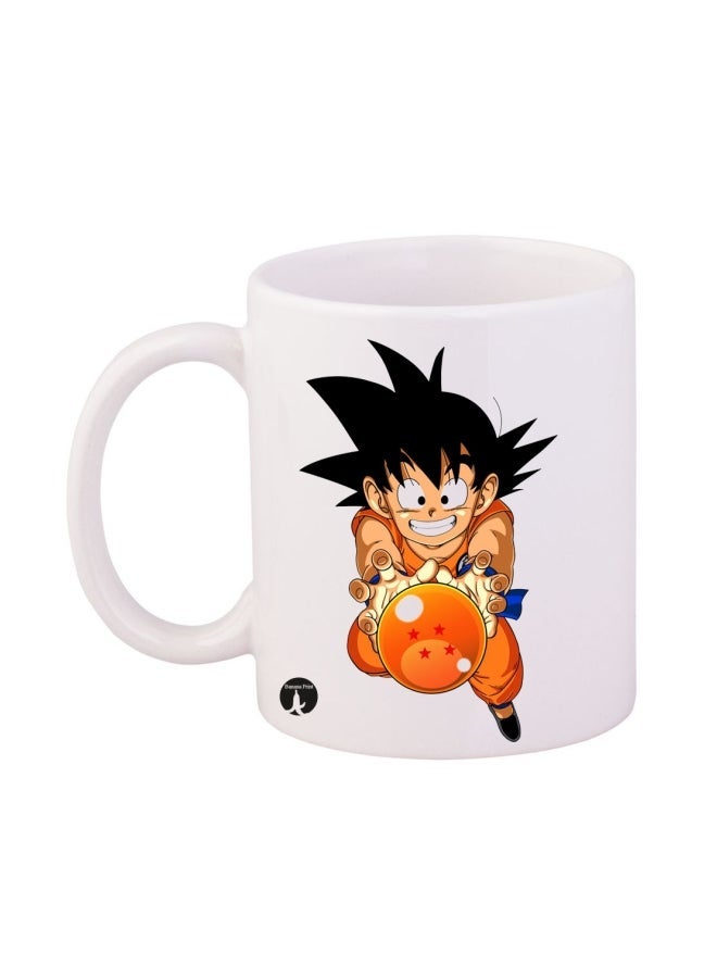 RYN Durable Heat-resistant Thick Wall Designed Ergonomic Handled Dragon Ball Anime Printed Mug White/Orange/Black 11ounce