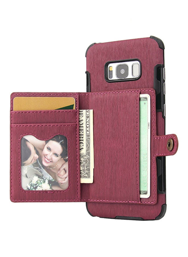 NIBEMINENT Protective Wallet Case Cover For Samsung Galaxy S8 Wine Red - Image 1