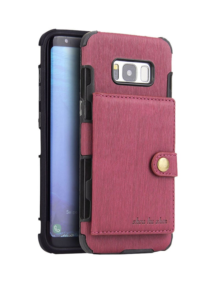 NIBEMINENT Protective Wallet Case Cover For Samsung Galaxy S8 Wine Red - Image 2
