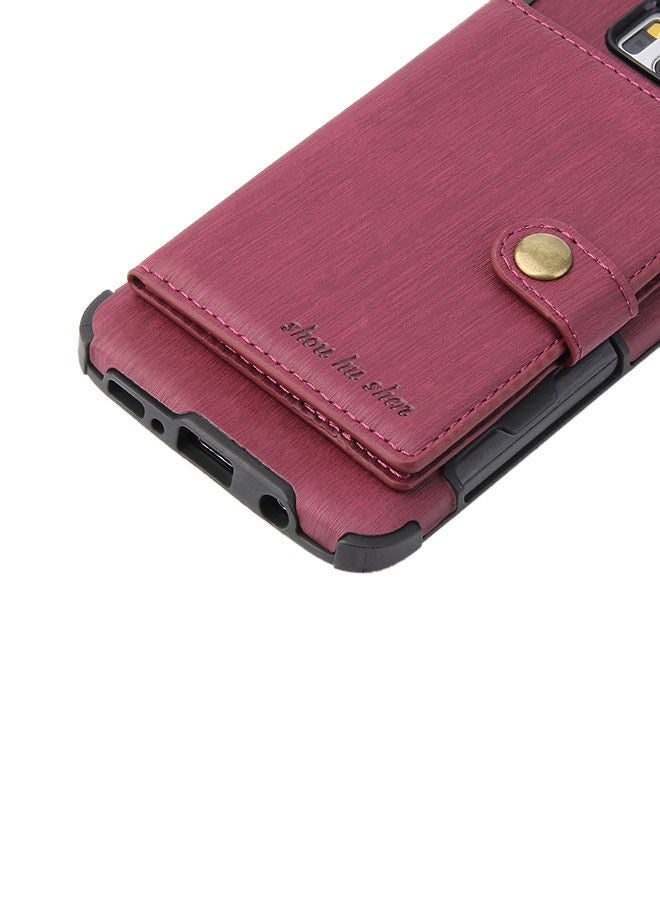 NIBEMINENT Protective Wallet Case Cover For Samsung Galaxy S8 Wine Red - Image 4