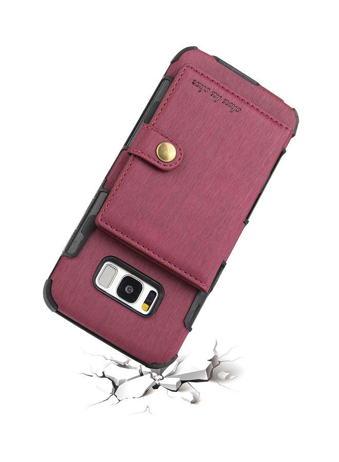 NIBEMINENT Protective Wallet Case Cover For Samsung Galaxy S8 Wine Red - Image 3