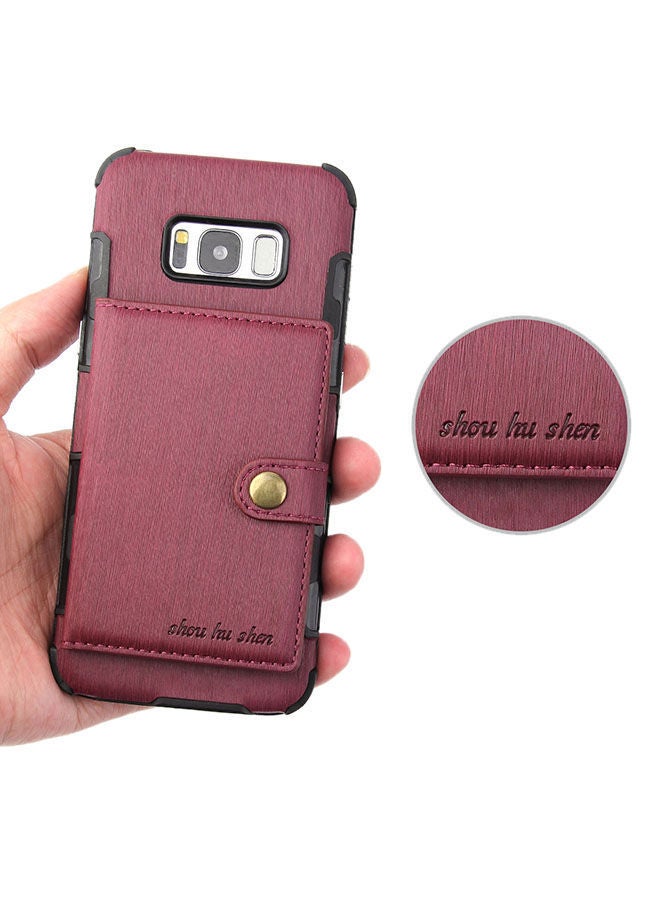 NIBEMINENT Protective Wallet Case Cover For Samsung Galaxy S8 Wine Red - Image 5
