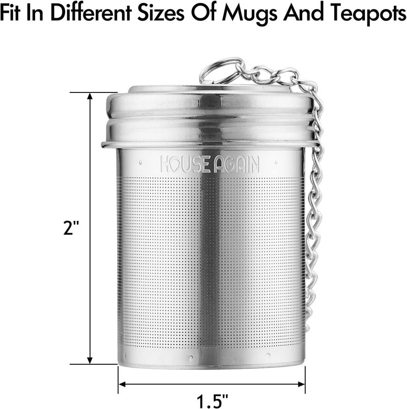 HOUSE AGAIN Tea Infuser (2 Pack with Scoop), Extra Fine Mesh Tea Infusers for Loose Tea, 18/8 Stainless Steel Tea Strainer with Extended Chain Hook, Tea Steeper for Brew Tea, Spices & Seasonings - Image 3