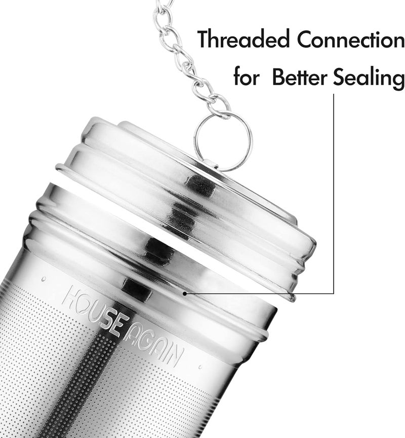 HOUSE AGAIN Tea Infuser (2 Pack with Scoop), Extra Fine Mesh Tea Infusers for Loose Tea, 18/8 Stainless Steel Tea Strainer with Extended Chain Hook, Tea Steeper for Brew Tea, Spices & Seasonings - Image 5