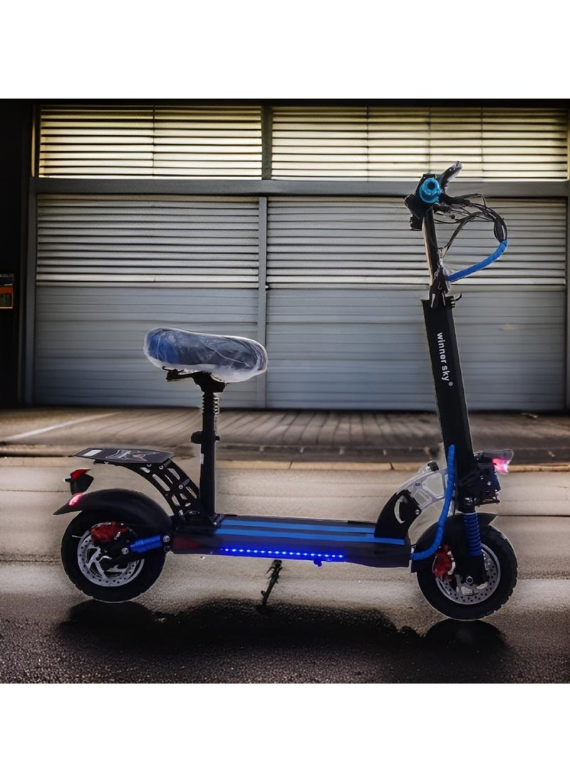 Winner Sky - Electric Scooter E10 with Speed Metre Screen, 1000W Motor, Full Foldability, 48V 13Ah Battery, Anti-Theft Remote Control Blue - Image 1