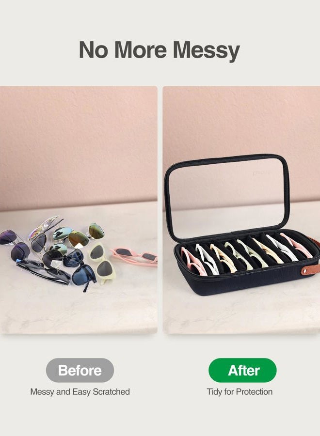 Luxtude Travel Sunglasses Organizer Case for Women Men, Glasses Case Multiple Pairs with Adjustable Slots, Hard Shell Sunglass Storage Cases, Clear Eyeglass Organizer for Multiple Glasses, Black, M - Image 4