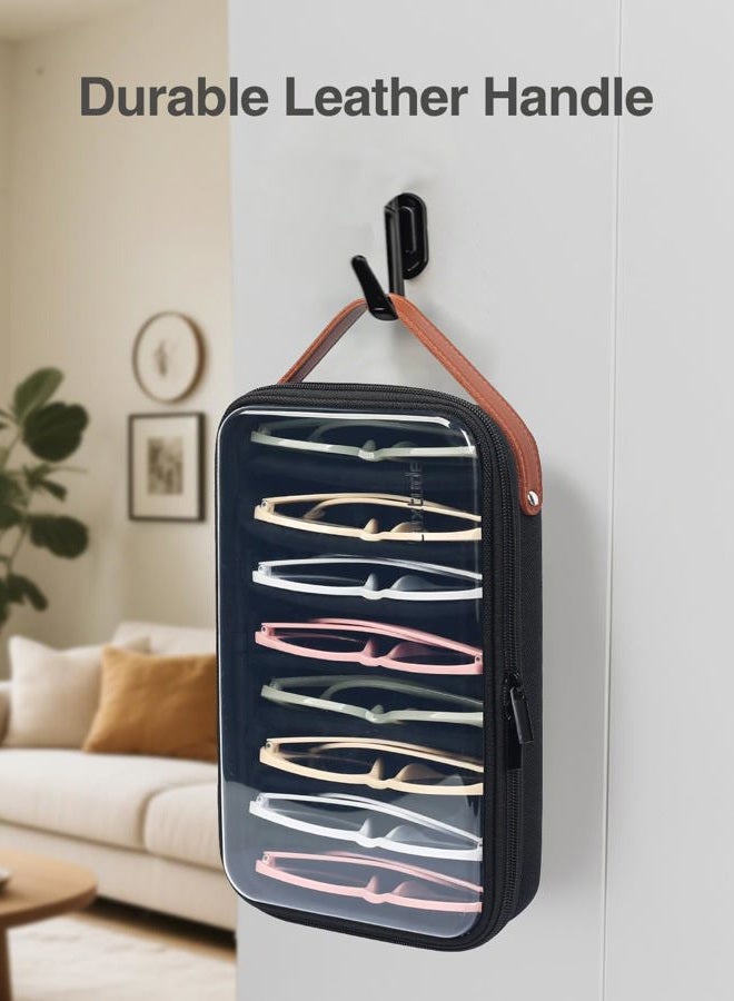 Luxtude Travel Sunglasses Organizer Case for Women Men, Glasses Case Multiple Pairs with Adjustable Slots, Hard Shell Sunglass Storage Cases, Clear Eyeglass Organizer for Multiple Glasses, Black, M - Image 5