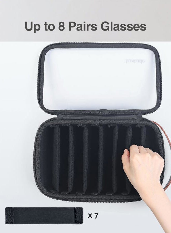 Luxtude Travel Sunglasses Organizer Case for Women Men, Glasses Case Multiple Pairs with Adjustable Slots, Hard Shell Sunglass Storage Cases, Clear Eyeglass Organizer for Multiple Glasses, Black, M - Image 3