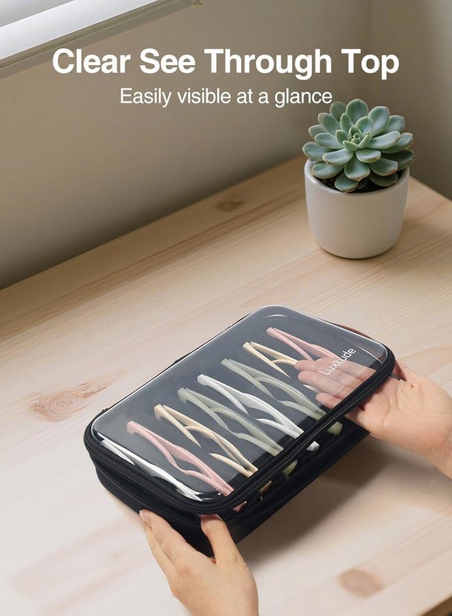 Luxtude Travel Sunglasses Organizer Case for Women Men, Glasses Case Multiple Pairs with Adjustable Slots, Hard Shell Sunglass Storage Cases, Clear Eyeglass Organizer for Multiple Glasses, Black, M - Image 2