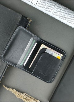 Motevia Motevia Men's Leather Wallet Card Holder Size 11 * 9cm 5 Pockets Inside Slim Card Wallet by Motevia (Black)  - Image 4
