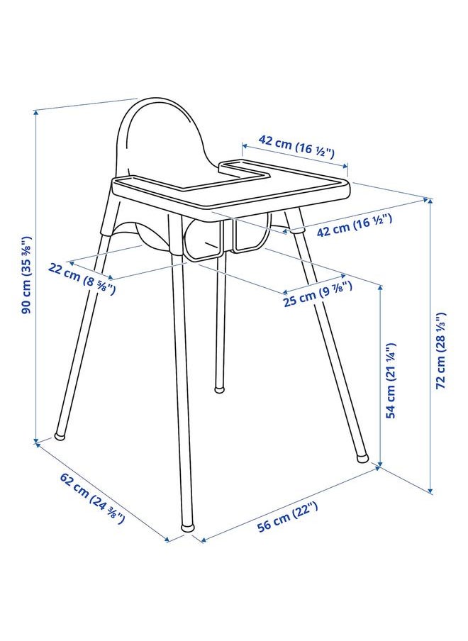erorex Highchair with tray, pink/silver-colour  - Image 2