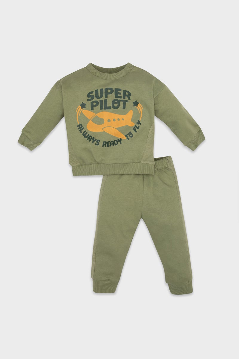 DeFacto Baby Boy 2 piece Regular Fit Crew Neck Slogan Set - Image 1