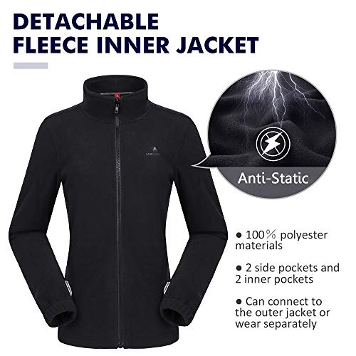 CAMEL CROWN Womens Waterproof Ski Jacket 3-in-1 Windbreaker Winter Coat Fleece Inner for Rain Snow Outdoor Hiking (Black,Size L) - Image 5