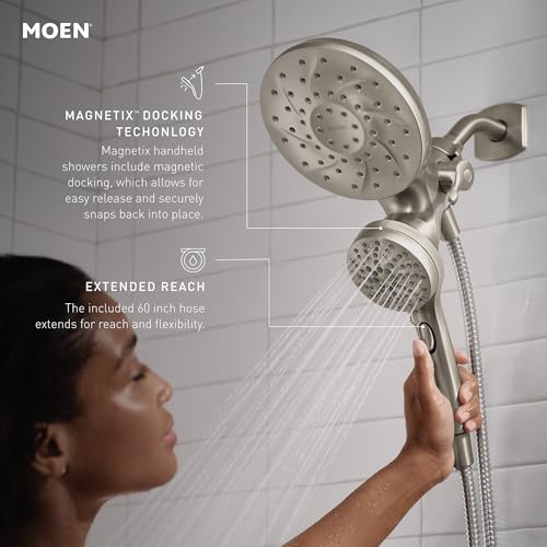 Moen 26009SRN Engage Magnetix 2-in-1 Combo Rain Showerhead with Detachable Handheld Shower Spray, Featuring Magnetic Docking System, Spot Resist Brushed Nickel - Image 3
