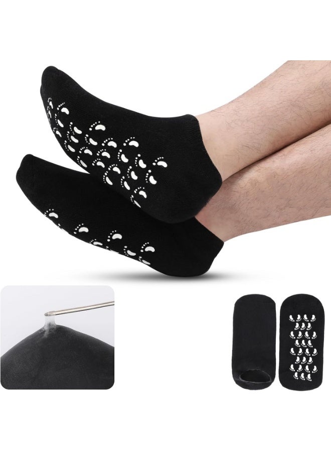 Meetion جوارب ترطيب السيليكون للرجال - 1 زوج من جوارب العناية بالقدمين الناعمة - جوارب ترطيب للقدمين الكبيرة الجافة المتشققة - Image 1