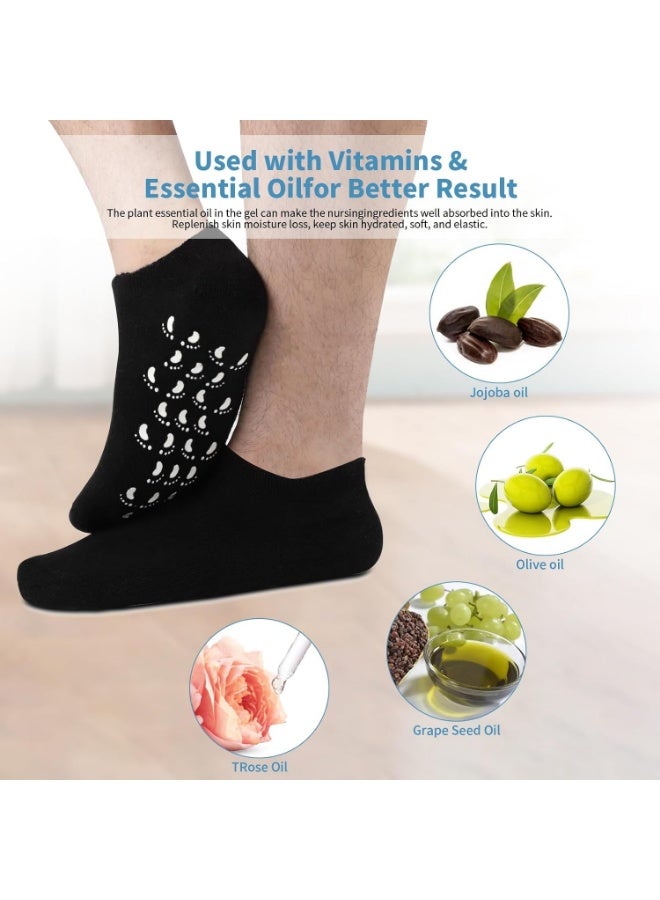 Meetion جوارب ترطيب السيليكون للرجال - 1 زوج من جوارب العناية بالقدمين الناعمة - جوارب ترطيب للقدمين الكبيرة الجافة المتشققة - Image 4