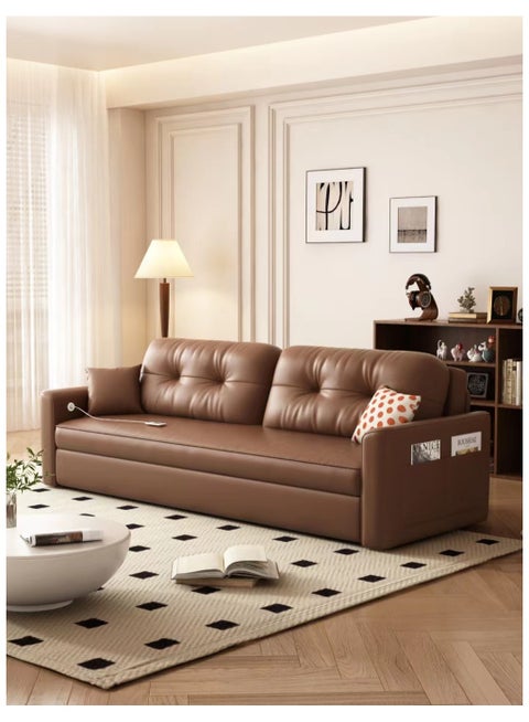 أريكة سرير جلدية مجهرية ثنائية الغرض قابلة للطي شقة صغيرة غرفة المعيشة قابلة للسحب متعددة الوظائف مكتب شقة 2024 جديد