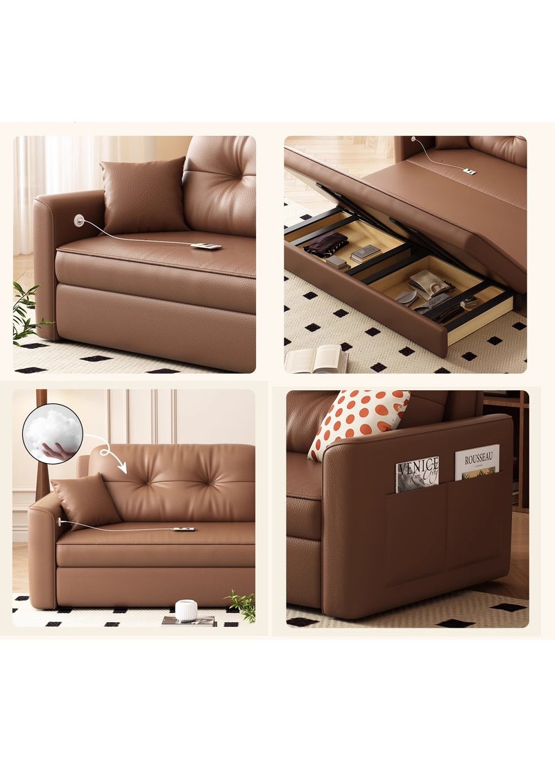 Organized Home Microfibres leather sofa bed dual-purpose foldable small apartment living room retractable multifunctional office apartment 2024 new  - Image 5