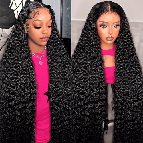 Nervoss 30 Inch Deep Wave Lace Front Wigs Human Hair 200 Density 13x6 HD Transparent Deep Curly Lace Front Wigs for Women Pre Plcked Glueless Wigs with Baby Hair