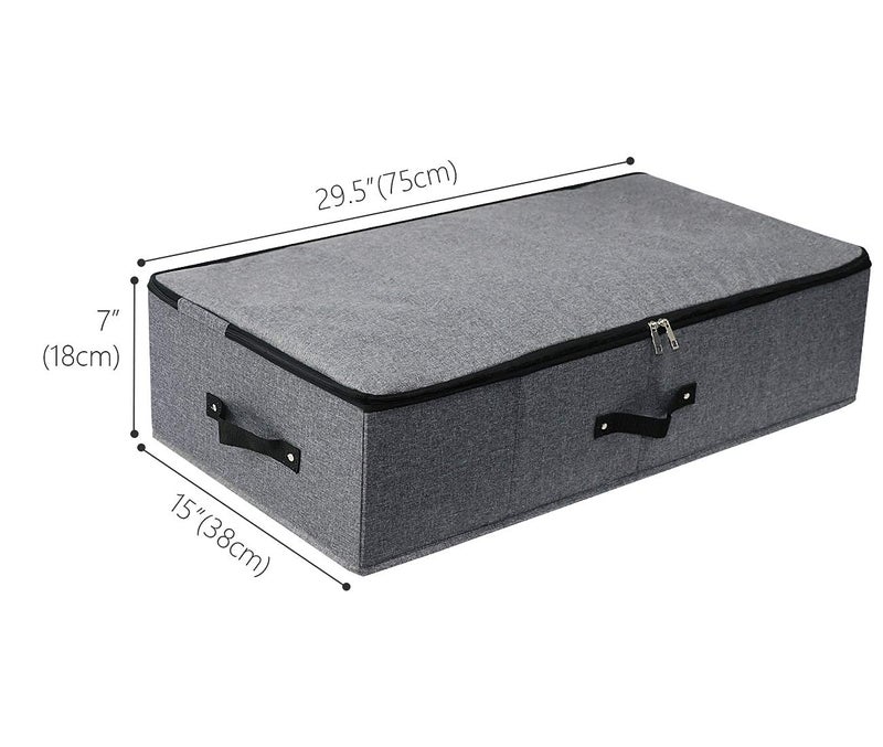 AMJ Foldable Under Bed Storage Basket Container [2 Pack] with Durable Fabric for Clothes, Shoes,Toys, Blanket, Comforter Organizers Bins, Black Grey - Image 3