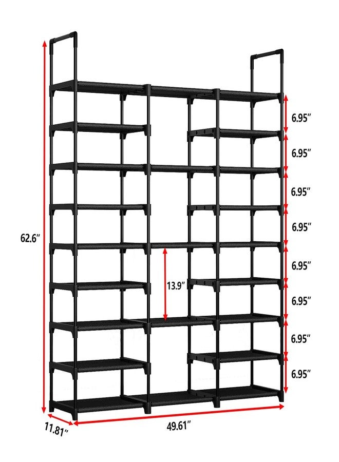 SUOERNUO Shoe Rack Storage Organizer Holds 50-55 Pairs Tall Shelf for Shoes Metal Freestanding Closet Black 9-Tier Non-Woven Dustproof - Image 3