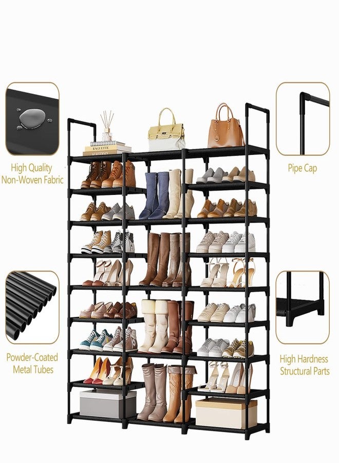 SUOERNUO Shoe Rack Storage Organizer Holds 50-55 Pairs Tall Shelf for Shoes Metal Freestanding Closet Black 9-Tier Non-Woven Dustproof - Image 2