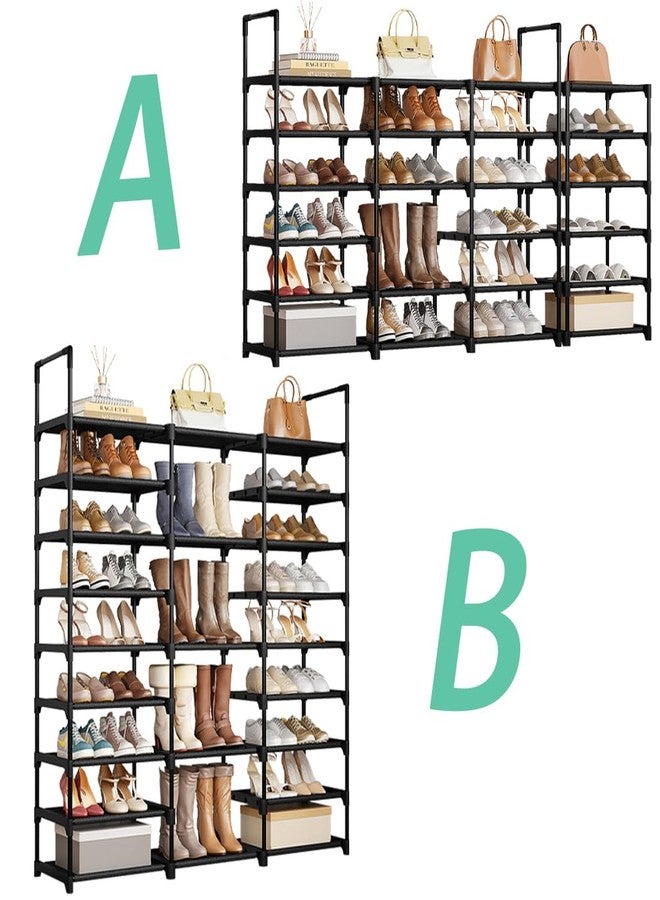 SUOERNUO Shoe Rack Storage Organizer Holds 50-55 Pairs Tall Shelf for Shoes Metal Freestanding Closet Black 9-Tier Non-Woven Dustproof - Image 4