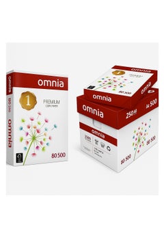 OMNIA A3 Premium Copy Paper – 80gsm, 500 Sheets per Ream, 5 Reams (Carton) – 2500 Sheets – White