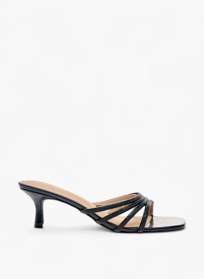 Flora Bella By Shoexpress Women Embellished Slip-On Sandals with Kitten Heels