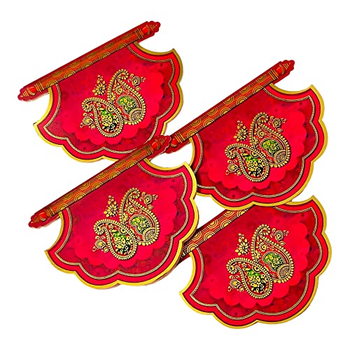 Krisah® Pack of 20 pcs Red Fan Shaped Sagan/Shagun/Cash/Gift Paper Envelopes (Red) - Image 3
