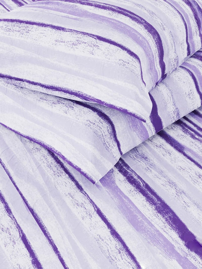 BIANCA 144TC 100% Pure Cotton Double Bedsheet with 2 Pillow Covers -3Pc Set (Platinum) Stripe-Periwinkle - Image 5