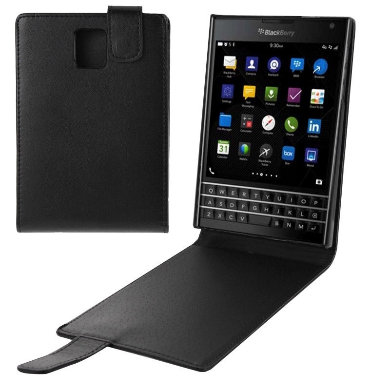 Vertical Flip Magnetic Snap Leather Case For Blackberry Passport / Q30(Black) - Image 1