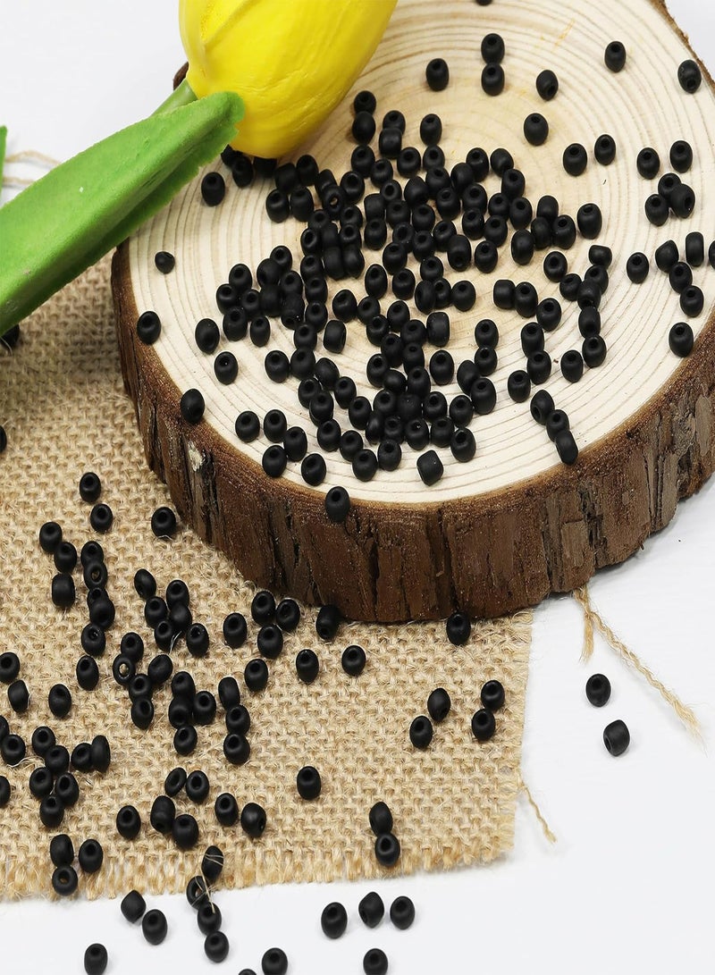 GGOOT Bulk 4mm Pearl Black Seed Beads for Jewelry Making 110 Grams About 160pcs,6/0 Glass Craft Beads for Making Earrings, Bracelets, Pendants, Waist Jewelry, DIY Handmade Seed Beads(Black)  - Image 2