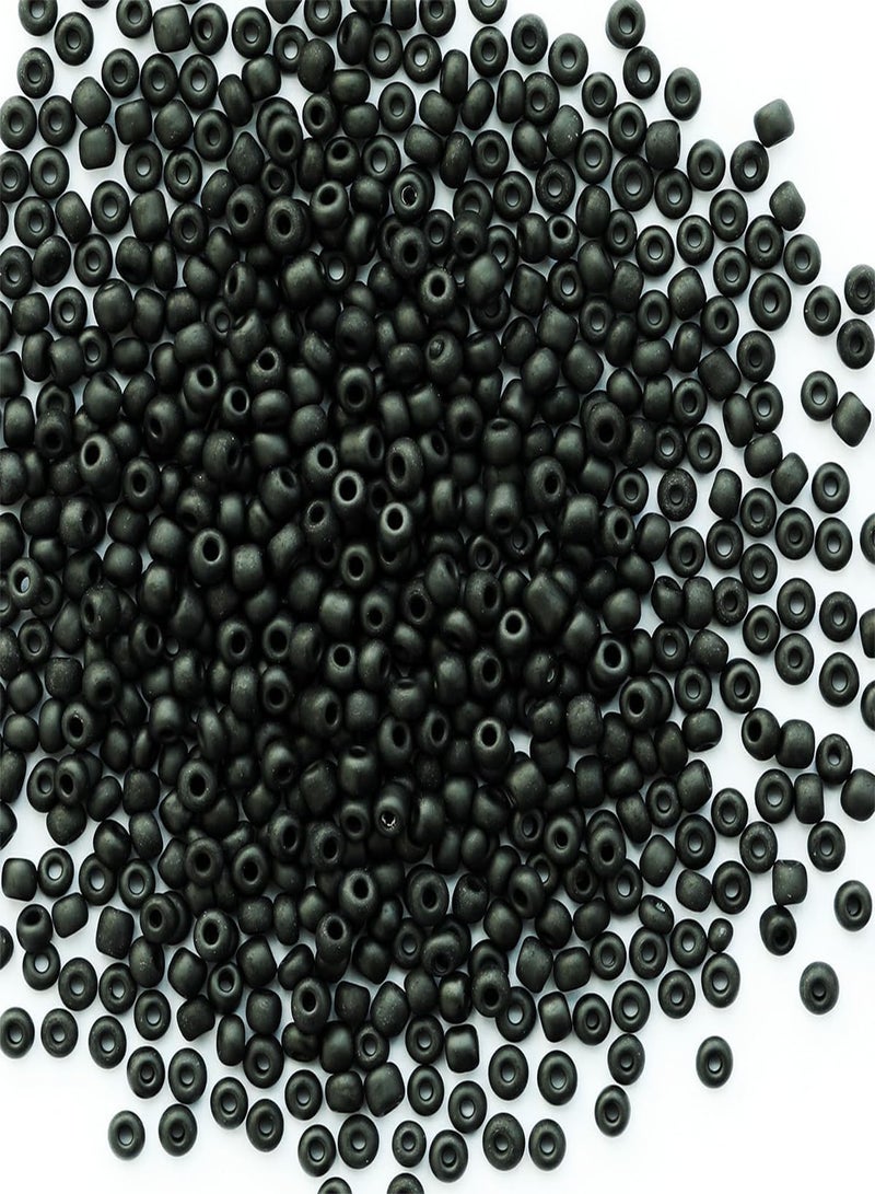 GGOOT Bulk 4mm Pearl Black Seed Beads for Jewelry Making 110 Grams About 160pcs,6/0 Glass Craft Beads for Making Earrings, Bracelets, Pendants, Waist Jewelry, DIY Handmade Seed Beads(Black)  - Image 1