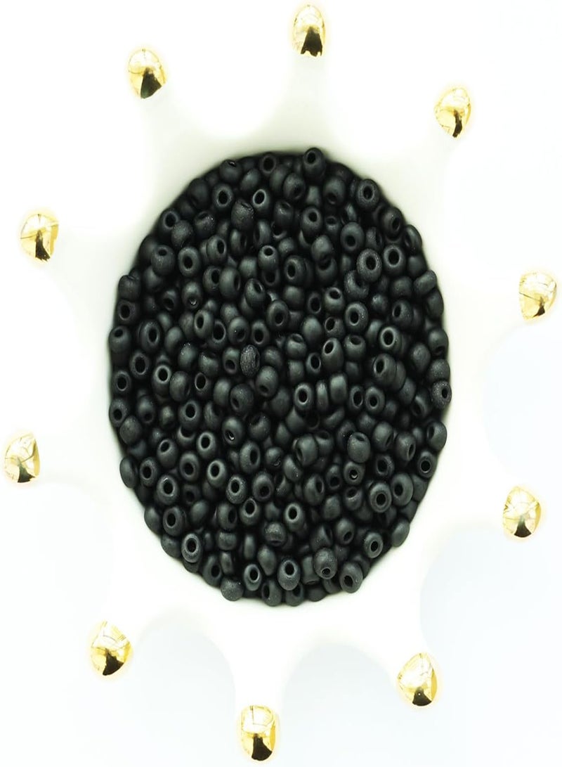 GGOOT Bulk 4mm Pearl Black Seed Beads for Jewelry Making 110 Grams About 160pcs,6/0 Glass Craft Beads for Making Earrings, Bracelets, Pendants, Waist Jewelry, DIY Handmade Seed Beads(Black)  - Image 3