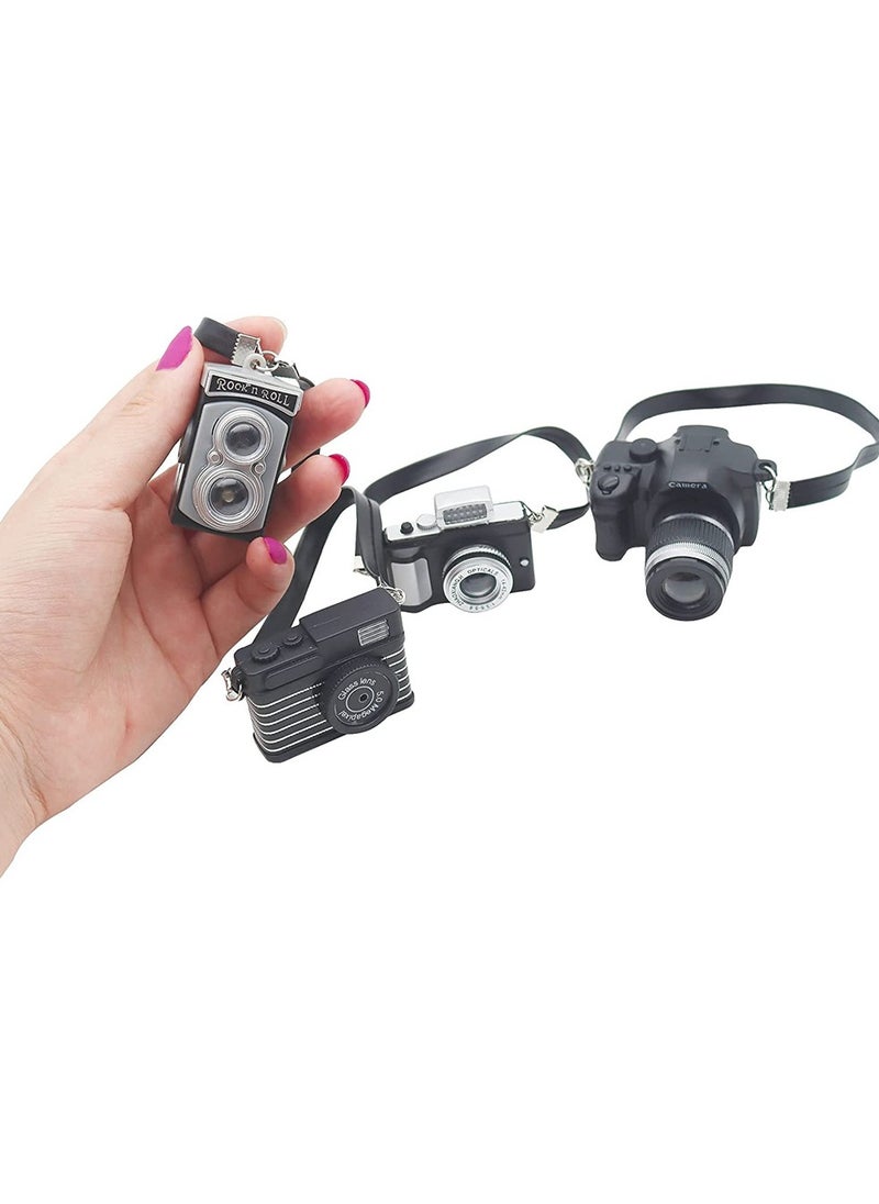 Mini Camera for Dolls, 1:4 Scale Miniature SLR Camera Mini Camera Ornament with Flash and Shutter Sound, Vintage Camera Model Digital SLR Camera, 4 Pcs  - Image 5
