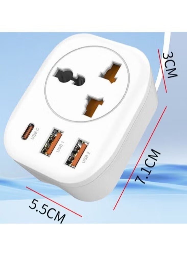 Earldom SC17 4-in-1 High-Power Switch Socket with USB Port and Universal Plug, 4000W Multi-Functional Extension Adapter, Fast Charging USB Outlet for Home, Office, and Travel, Heavy-Duty Power Strip with Surge Protection for Multiple Devices - Image 2