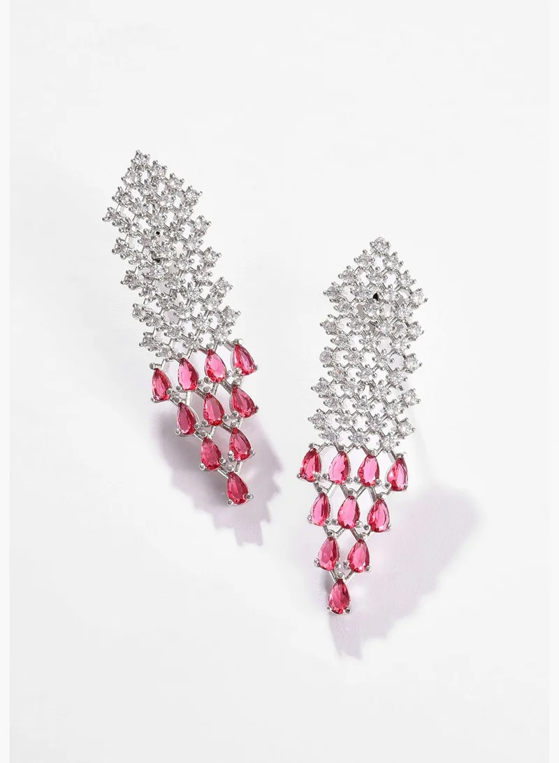 SOHI Silver Plated Designer Stone Necklace and Earring Set