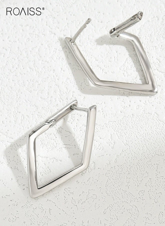 رويس أقراط أذن أنيقة بتصميم هندسي رباعي الأضلاع بسيط للنساء - Image 2