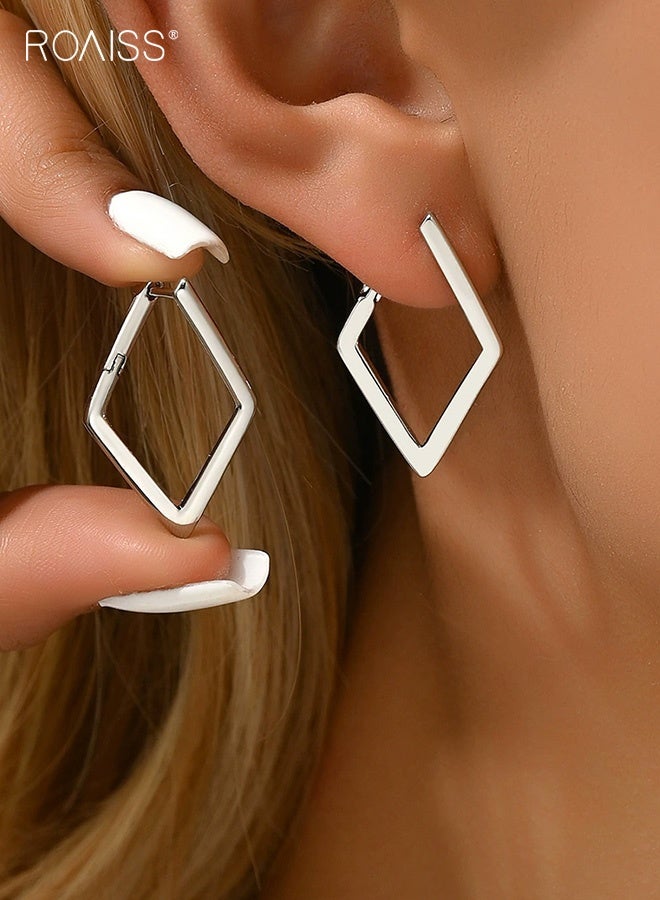 رويس أقراط أذن أنيقة بتصميم هندسي رباعي الأضلاع بسيط للنساء - Image 1