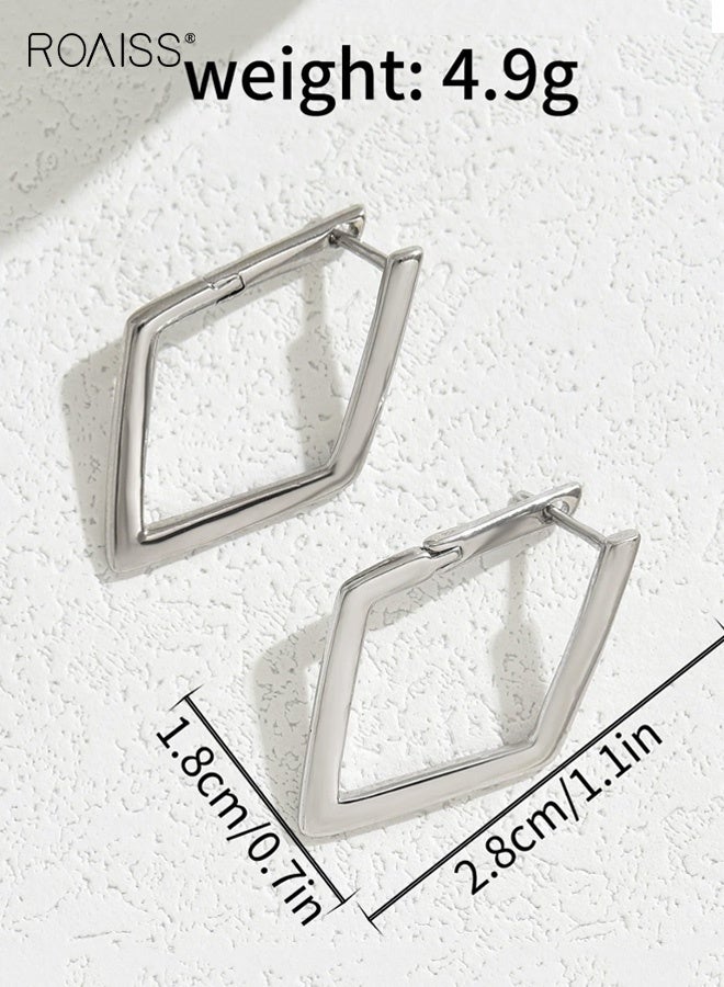 رويس أقراط أذن أنيقة بتصميم هندسي رباعي الأضلاع بسيط للنساء - Image 3