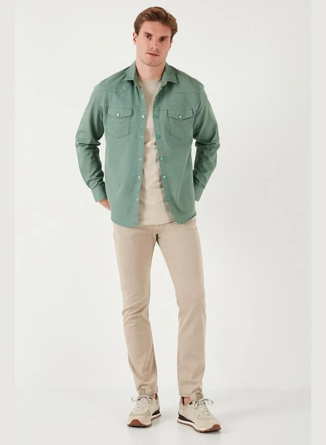 Buratti  Buratti Cotton Regular Fit Double Pocket Shirt Men's SHIRT CF24W116927 for Men | Best Price UAE