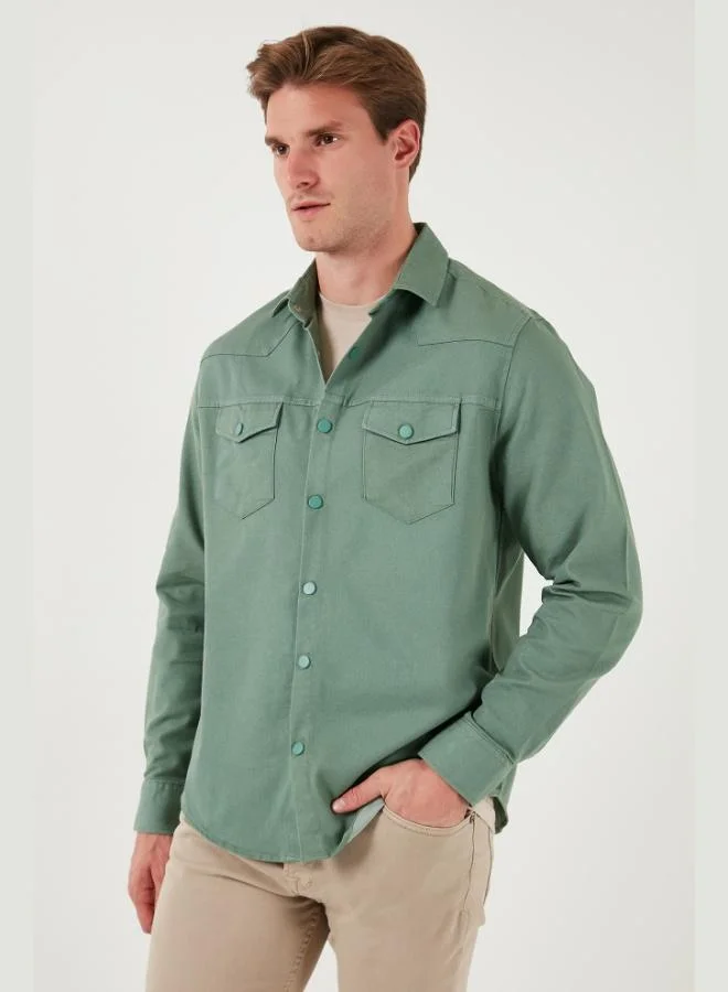 Buratti  Buratti Cotton Regular Fit Double Pocket Shirt Men's SHIRT CF24W116927 for Men | Best Price UAE