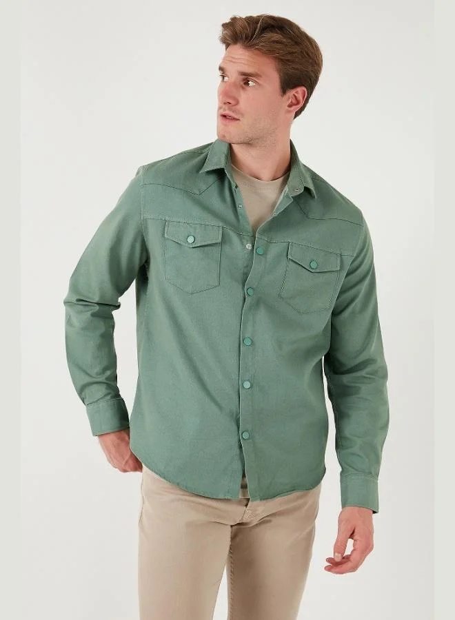 Buratti  Buratti Cotton Regular Fit Double Pocket Shirt Men's SHIRT CF24W116927 for Men | Best Price UAE