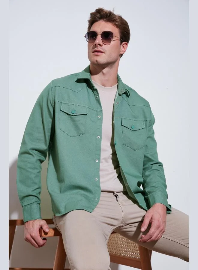 Buratti  Buratti Cotton Regular Fit Double Pocket Shirt Men's SHIRT CF24W116927 for Men | Best Price UAE