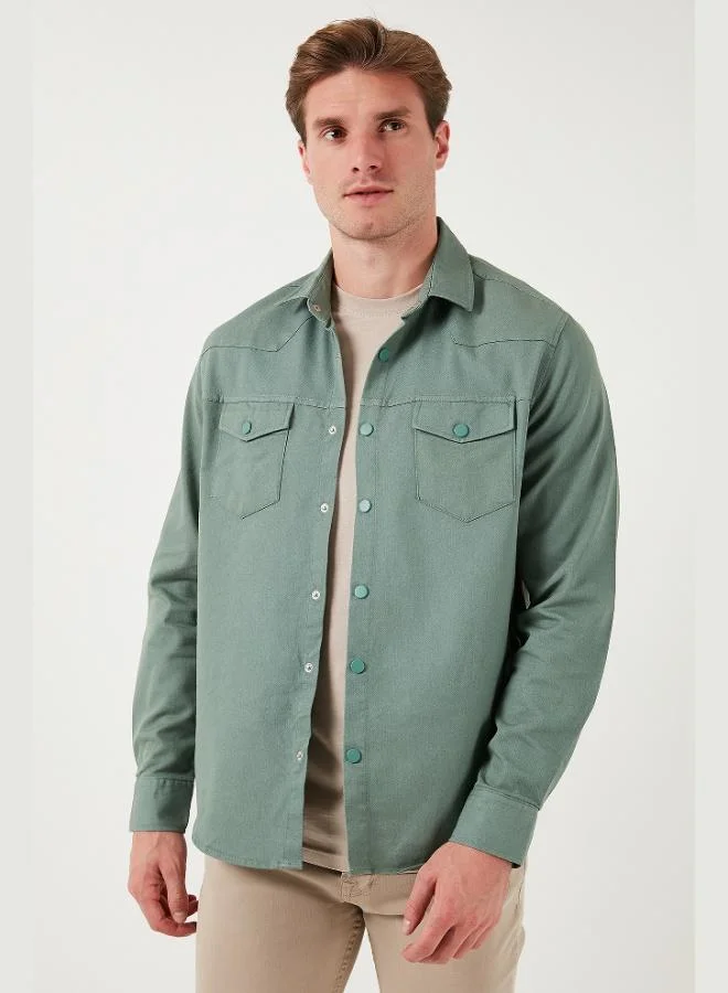 Buratti  Buratti Cotton Regular Fit Double Pocket Shirt Men's SHIRT CF24W116927 for Men | Best Price UAE