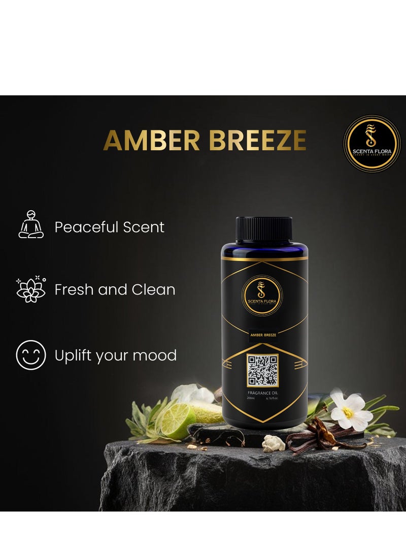 سينتا فلورا زيت عطري "نسيم العنبر" للعلاج بالروائح العطرية، 200 مل | معتمد من IFRA | مزيج من البرغموت والياسمين والمسك | مثالي للمنازل والمكاتب والمساحات التجارية | جو مريح ومنعش - Image 2