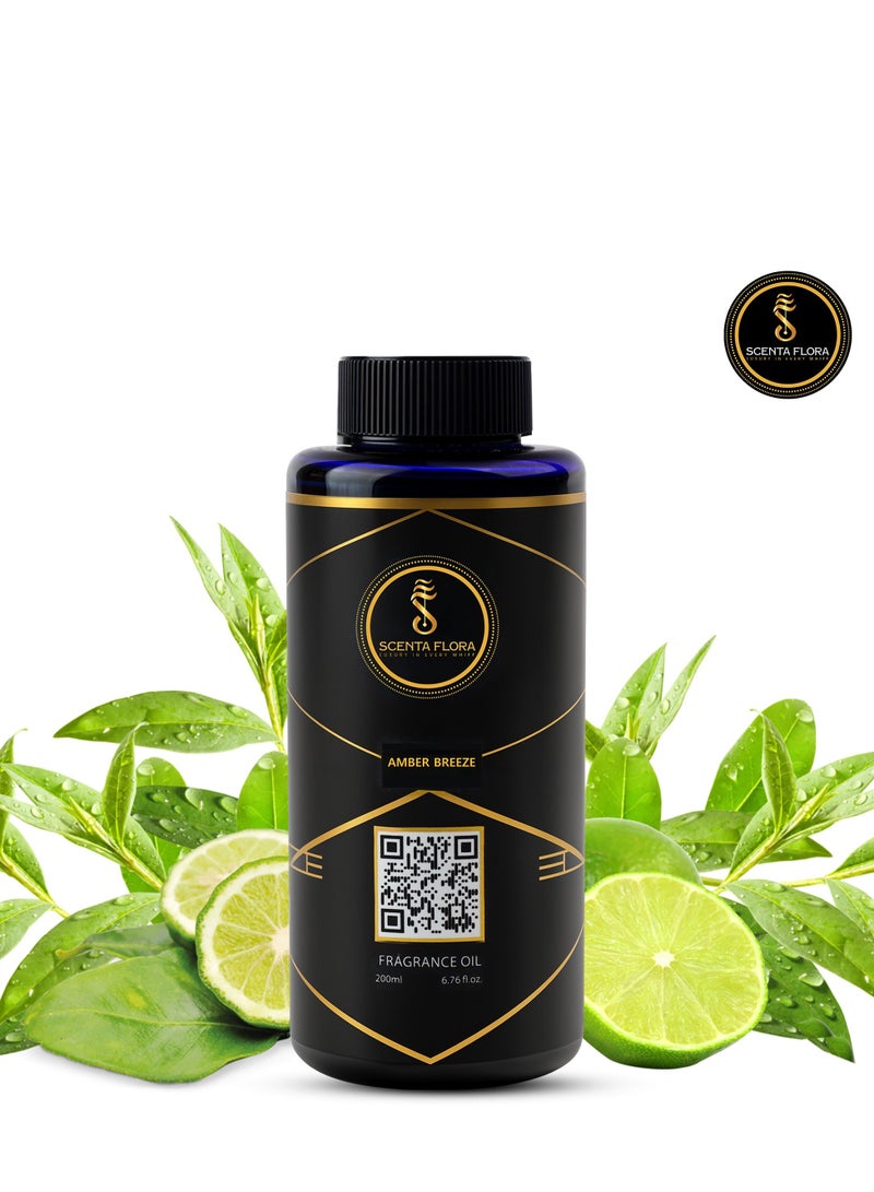 سينتا فلورا زيت عطري "نسيم العنبر" للعلاج بالروائح العطرية، 200 مل | معتمد من IFRA | مزيج من البرغموت والياسمين والمسك | مثالي للمنازل والمكاتب والمساحات التجارية | جو مريح ومنعش - Image 1