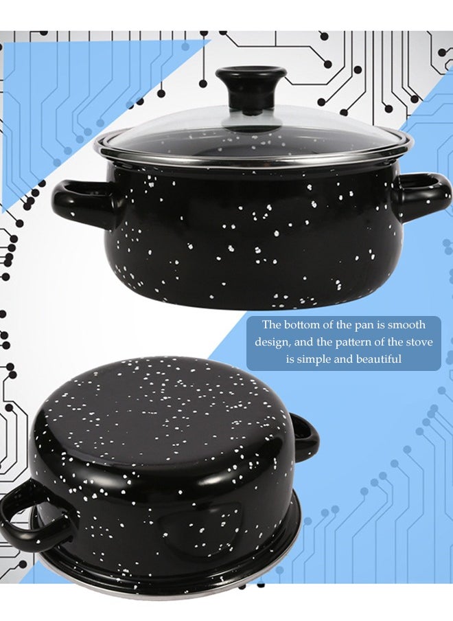 DUNISO 5 Pieces of Enamel pot set, enamel household soup pot, cooking pot set, with handle and lid, high temperature resistance, suitable for induction cookers, gas stoves, electric stoves, and ceramic stoves  - Image 4